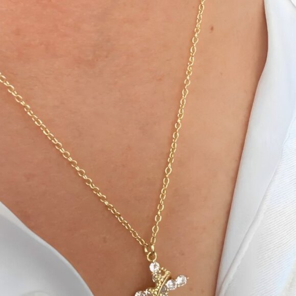 Sparkling Crown Gold Cross Pendant Necklace Christian Jewelry Gift for Women Men - Picture 8 of 8